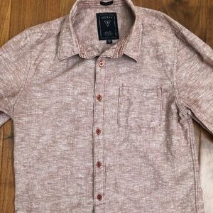 Guess mens button down shirt sz M light red